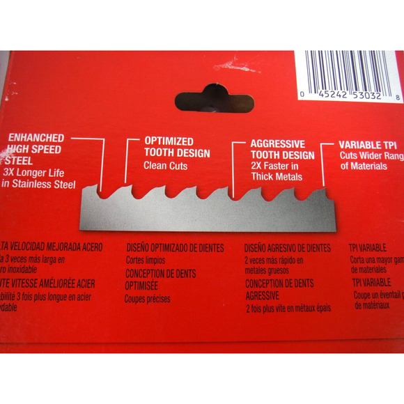 Milwaukee 48-39-0611 44-7/8" Bandsaw Blades Extreme Metal Deep Cut 12/14 TPI 3Pk - Picture 3 of 3